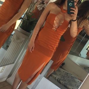 Orange midi dress